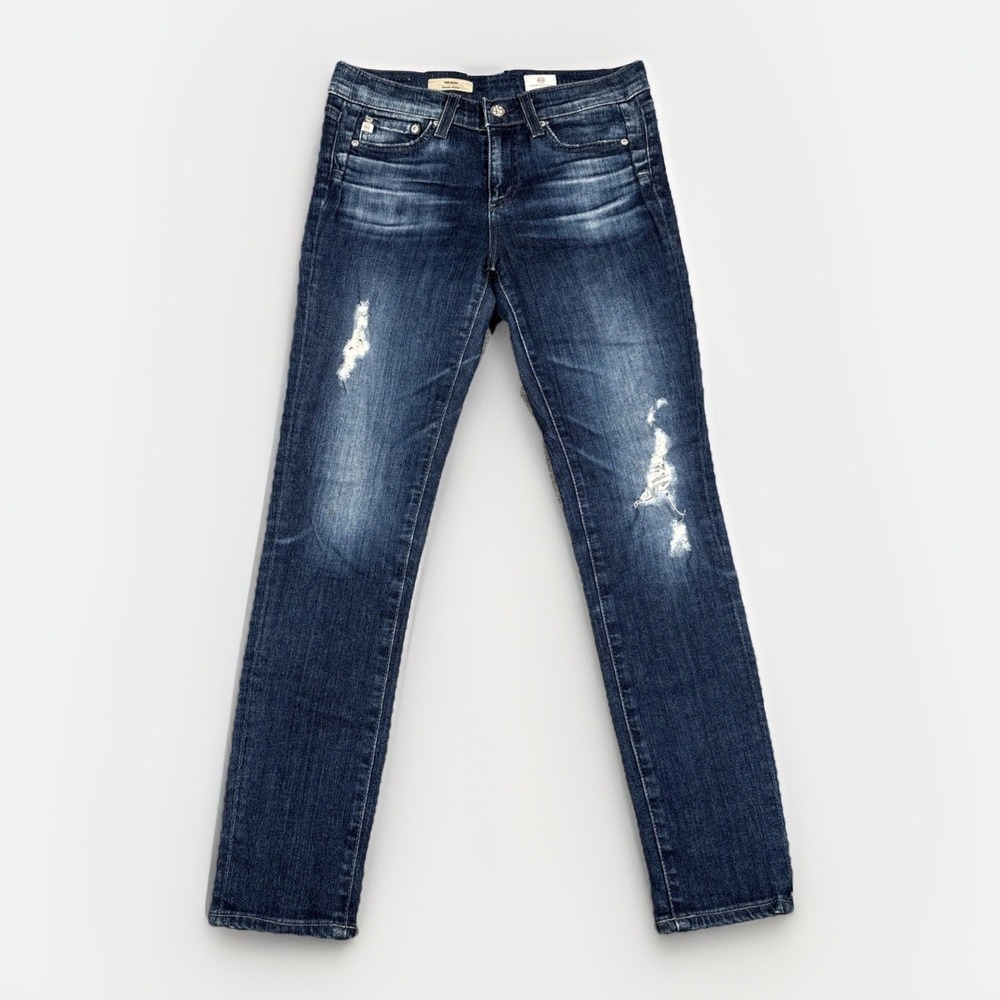 AG Adriano Goldschmied The Beau Slouchy Skinny Jeans Womens 24R‎ Dark Distressed